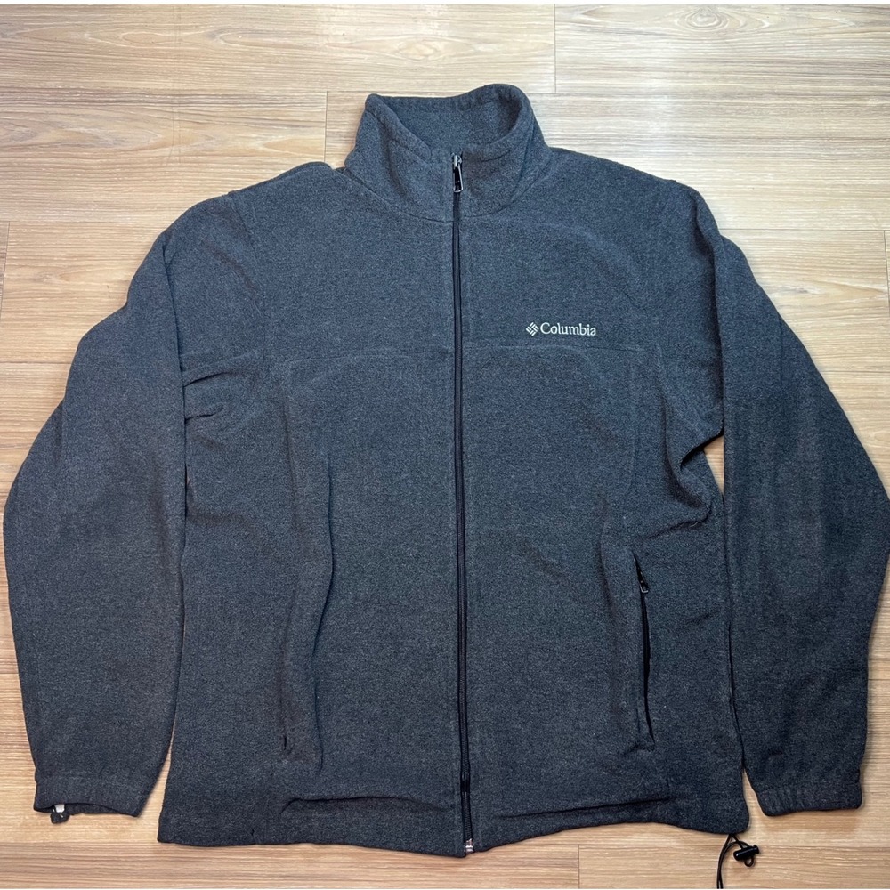 Columbia Mens Fleece Jacket Full Zip Pockets Charcoal Gray Medium
